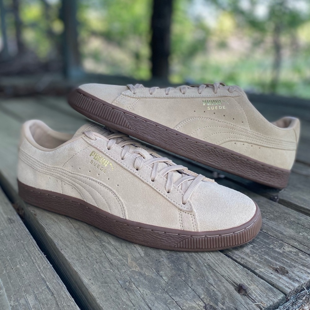 Puma Suede Low-Top Sneakers in Beige and Brown - Picture 7 of 9